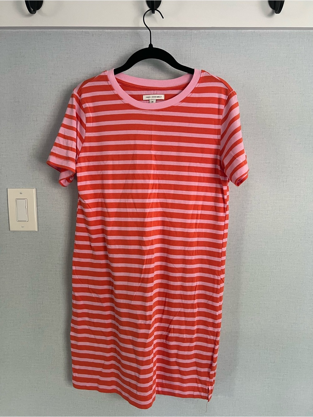 NWOT Free Assembly Striped Pink & Coral T-Shirt Dress, XS